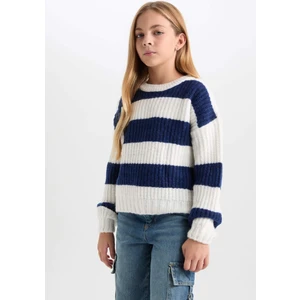 Kız Çocuk Çizgili Bisiklet Yaka Triko Kazak A6009A824WN