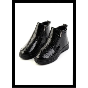Siyah Kroko Hakiki Deri Kadın Bot & Bootie K02331190011