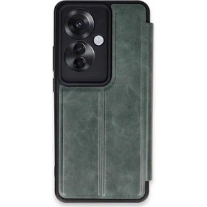 Oppo Reno 11F Kılıf Yatay Standlı Kartlıklı Içi Silikon Dışı Deri Kapaklı Flip Cover Kapak
