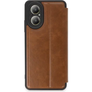Realme 12 Lite Kılıf Yatay Standlı Kartlıklı Içi Silikon Dışı Deri Kapaklı Flip Cover Kapak