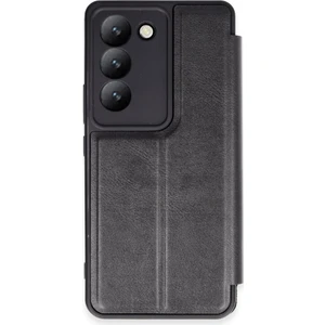 Vivo V30 Lite Kılıf Yatay Standlı Kartlıklı Içi Silikon Dışı Deri Kapaklı Flip Cover Kapak