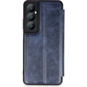 Realme C65 Kılıf Yatay Standlı Kartlıklı Içi Silikon Dışı Deri Kapaklı Flip Cover Kapak