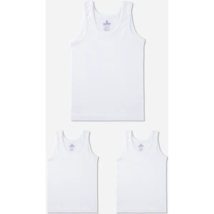 Erkek Çocuk Pamuklu Atlet 3'lü Set 2214 Beyaz