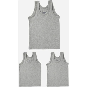 Erkek Çocuk Pamuklu Atlet 3'lü Set 2214 Gri Melanj