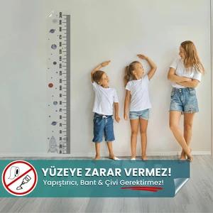 Pi Papers Galaksi Temalı Boy Cetveli - Duvarda Iz Bırakmayan Akıllı Kağıt Sticker, 200 cm Boy Ölçer