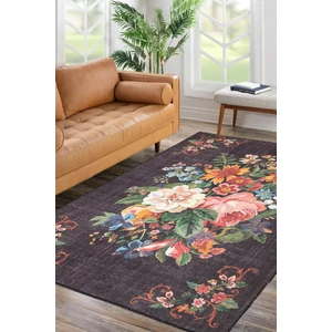 Etnik Desenli Salon Halısı, Soul Şönil |Pamuk-Polyester| Siyah Halı Al 322