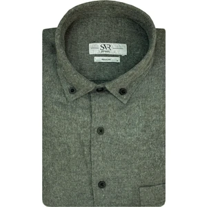 Bol Kesim Cepli Yeşil Düz Flanel Kışlık Erkek Gömlek