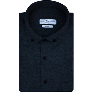 Bol Kesim Cepli Lacivert Düz Flanel Kışlık Erkek Gömlek