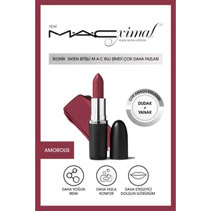 MAC ximal Sleek Satin Lipstick Ikonik Saten Bitişli Ruj-amorous 3.5gm