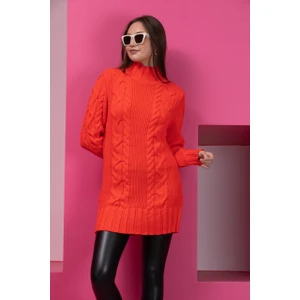 Kadın Yarım Balıkçı Saç Örgü Triko Tunik 11001
