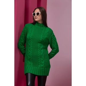 Kadın Yarım Balıkçı Saç Örgü Triko Tunik 11001