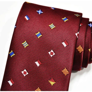 El Yapımı Denizci Kravat Sancak Desen Jakarlı Mikrofiber Kravat (MAR008)