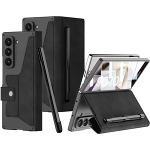 Heptek İletişim Samsung Galaxy Z Fold 6 Kılıf Kamera Korumalı Karbon Tasarımlı Kalemli Kapak (Kıpta Fest)