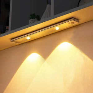 Şarjlı Hareket Sensörlü LED Şerit Çift Modlu Sensörlü Veya Sürekli Işık Yatak Odası Banyo Mutfak Çalışma Odası Aydınlatma Ayarlanabilir 3 Farklı Işık Rengi 30CM 2'li Işık