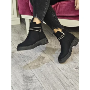 Taşlı Günlük Trend  Fermuarlı Rahat Kadın Bot