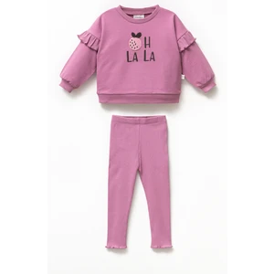 Oh Lala Kız Çocuk Sweatshirt ve Fitilli Tayt Pamuklu alt üst takım