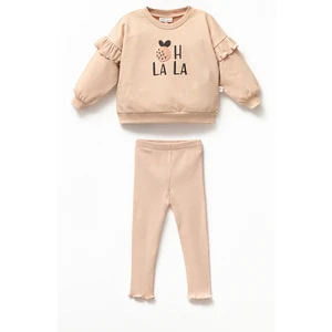 Oh Lala Kız Çocuk Sweatshirt ve Fitilli Tayt Pamuklu alt üst takım