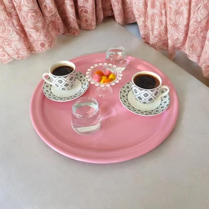 Ece Ev Modası Metal Sunum Tepsisi, Kahve Tepsisi, Çay Tepsisi, 26 cm Yuvarlak Tepsi