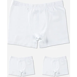 Erkek Çocuk Düz Tek Renk Boxer 3lü Set 3190 Beyaz