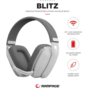 Blıtz Beyaz/gri Wireless 2.4g+ Bluetooth Mikrofonlu Oyuncu Kulaklığı