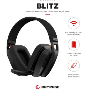 Blıtz Siyah Wireless 2.4g+ Bluetooth Mikrofonlu Oyuncu Kulaklığı