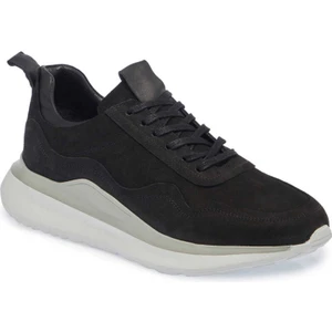Siyah Hakiki Nubuk Deri Erkek Sneaker - E24I1AY56912-A64