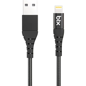 BX-IP01C Güçlendirimiş Apple Lightning Şarj ve Data Kablosu Siyah 1 Metre