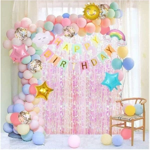 Parti Hediye Sepeti Gökyüzü Teması, Güneş Bulutları Gökkuşağı Balon Parti Seti