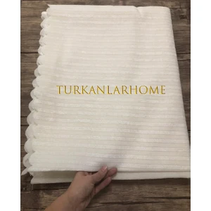 Türkanlar Home Süngerli Çizgili Koltuk Örtüsü ( Yeni Model ) Ekru