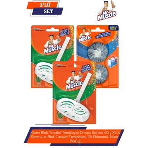 Mr. Muscle Klozet Blok Tuvalet Temizleyici Orman Esintisi 40 gr  x 2 & Rezervuar Blok Tuvalet Temizleyici, 2'li Ekonomik Paket, 2 x 48 gr