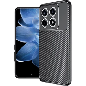 Case 4u Xiaomi 14T Pro Kılıf Rugged Armor Karbon Desenli Lüx Negro Silikon Arka Kapak Siyah