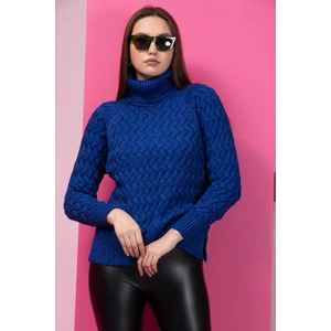 Kadın Sim Garnili Hasır Örgü Triko Bluz 076