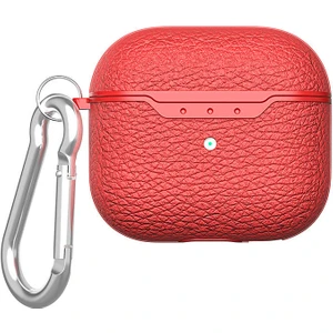 Case 4U Apple Airpods 4 Deri Görünümlü Silikon Kılıf Airbag 03 Askı Aparatlı Kırmızı
