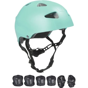 Turkuaz Çocuk Kaskı Spor Koruyucu Kask Siyah Dizlik Dirseklik Donanım Seti Bisiklet Scooter Paten