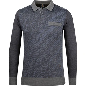 Çizgi Triko Erkek Battal Polo Yaka Triko Kazak Desenli Kol ve Bel Lastikli Çelik Örgü Klasik Kalıp - 5012FB