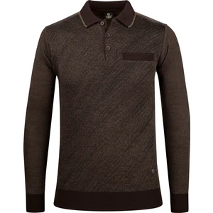 Çizgi Triko Erkek Battal Polo Yaka Triko Kazak Desenli Kol ve Bel Lastikli Çelik Örgü Klasik Kalıp - 5012FB