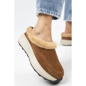 (Adela Kürklü) Kadın  Deri Sabo Taba Terlik