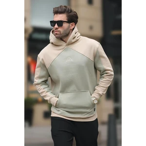 Bej Kapüşonlu Cep Detaylı Nakışlı Sweatshirt E7085