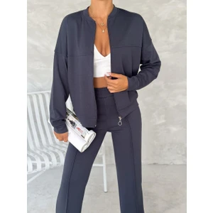 Suya U&S Wear Şık ve Rahat Modal Kumaş Fermuarlı Sweatshirt ve Lastikli Pantolon Takım