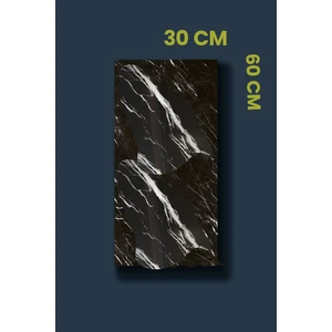 Bienhome 30x60 Cm Beyaz Şerit Siyah Mermer Desenli Kendinden Yapışkanlı Köpük Banyo Pvc Duvar Panelı-Uk-P08
