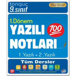 Tonguç Akademi 9. Sınıf Yazılı Notları 1. Dönem 1 ve 2. Yazılı