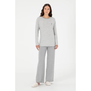U.S. Polo Assn. Kadın Gri Melanj Pijama Takım 50302036-VR086