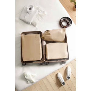 Ocean Home Textile 3'lü Bej Renk Bavul Içi Düzenleyici Set