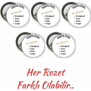 Özcan Tasarım Kişiye Özel Rozet - 5 Adet Rozet - Farklı 5 Adet Rozet
