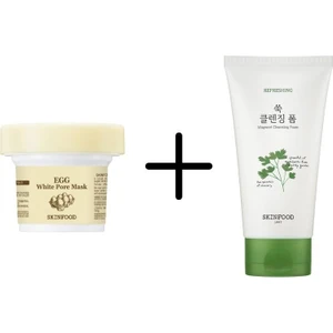 Skinfood Egg White Pore Mask + Vege Garden Cleansing Foam MUGWORT 150ML