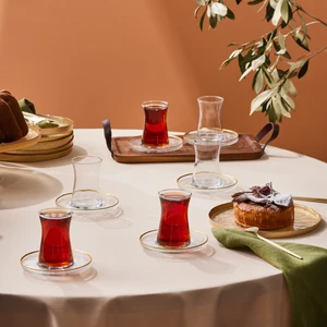 Mihver 6 Kişilik 12 Parça Çay Seti Gold 165 ml
