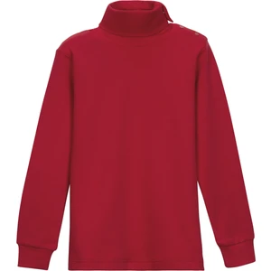 Açık Kırmızı Basic Kız Çocuk Çıtçıtlı Tam Balıkçı Yaka Şardonlu Kışlık Uzun Kollu Tişört