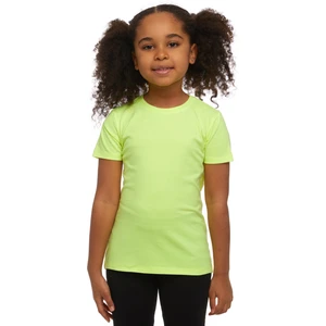 Neon Sarı Basic Unisex Çocuk Sıfır Yaka Kısa Kollu Tişört