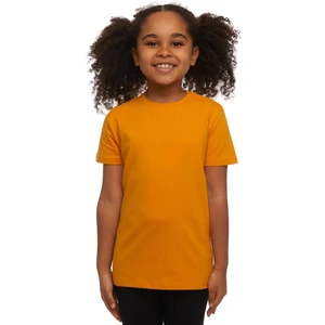 Kadmium Sarı Basic Unisex Çocuk Sıfır Yaka Kısa Kollu Tişört
