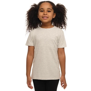 Açık Bej Melanj Basic Unisex Çocuk Sıfır Yaka Kısa Kollu Tişört